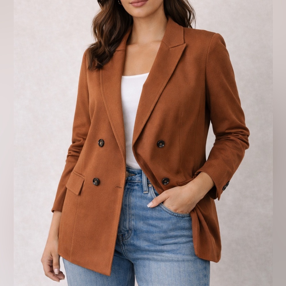 Universal Standard Brown Double Breasted Blazer S… - image 1